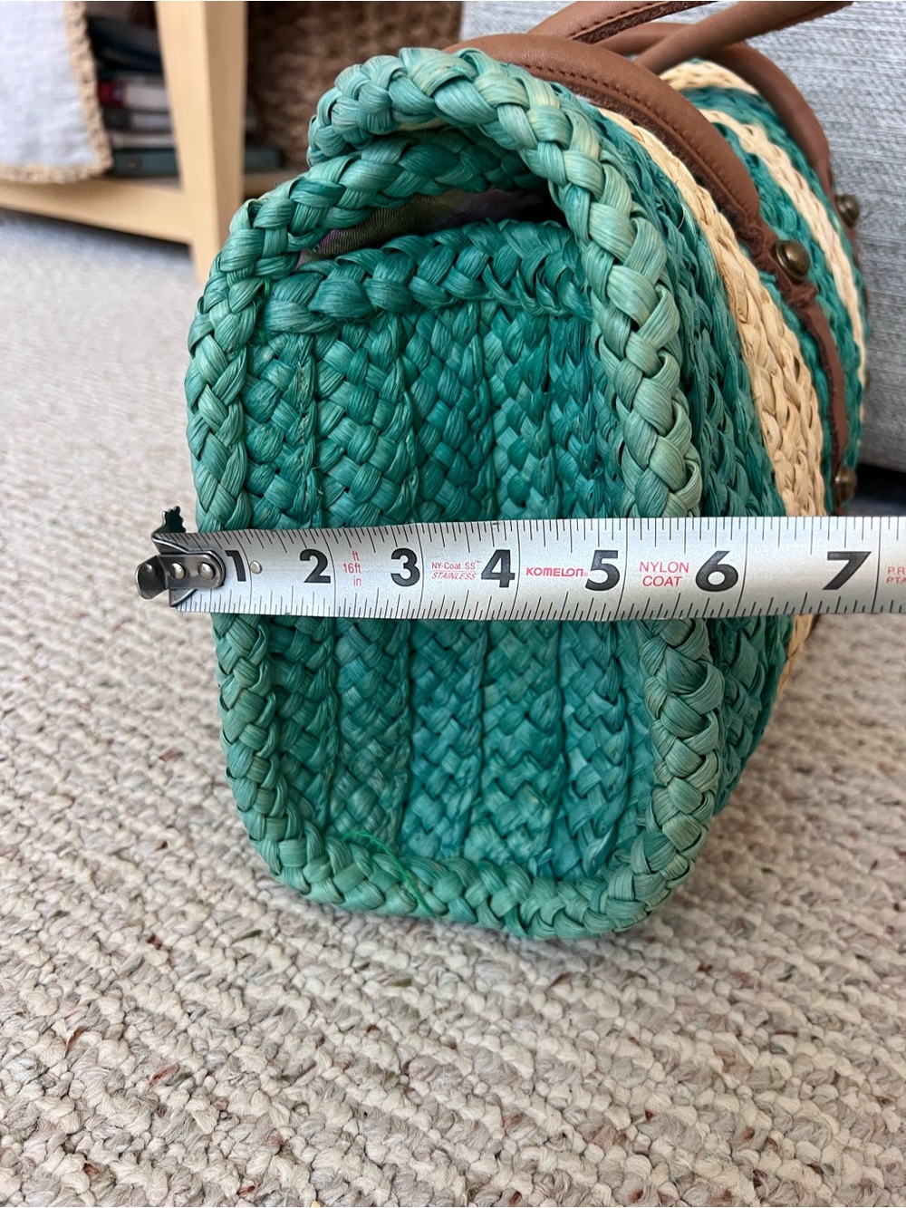 Anthropologie Pilcro and the Letterpress Rattan Woven Bag Purse Tote Green - Picture 8 of 12
